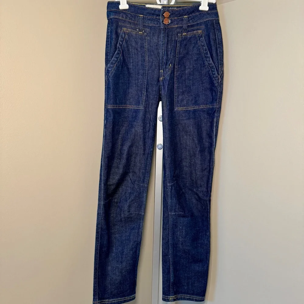 PILCRO jeans denim dark wash straight leg high rise button fly‎ women size 23T